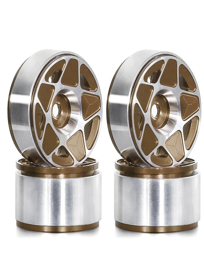 Chanjorlin 1.0 RC Beadlock Wheels Rims 12mm Hex 1/24 1/18 Aluminum Alloy Mud Slingers Hubs for 1:24 1:18 Rock Crawler Car Axial SCX24 FMS AX24 FCX18 FCX24 TRX4M 1.0" Tires 4PCS (Bronze) - Image 1